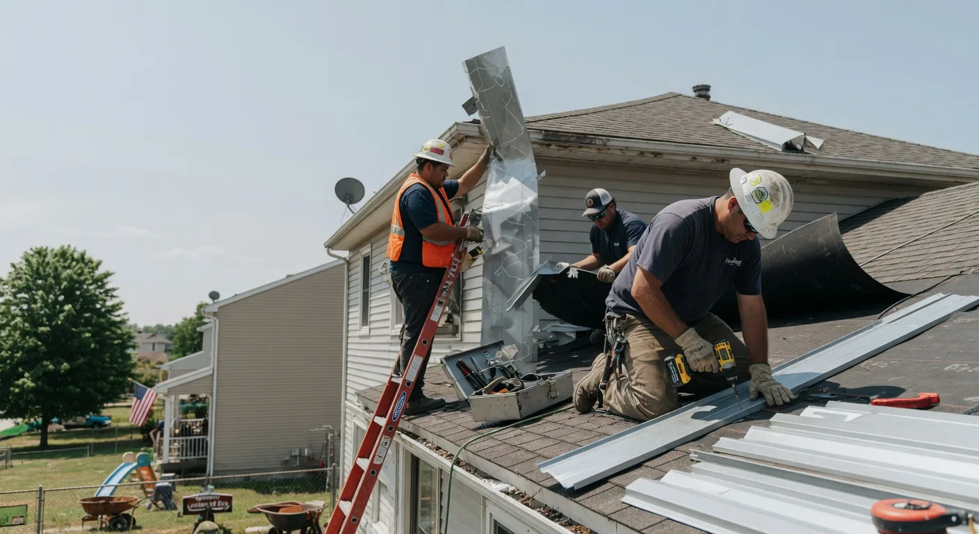 Storm Damage Metal Roof Repair in Climbing Hill, IA